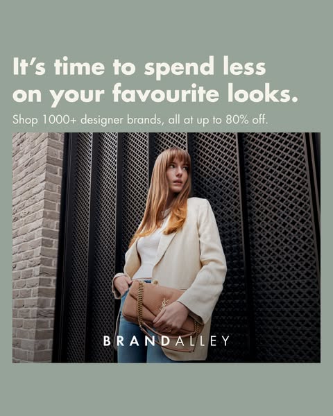 This BrandAlley ad uses a combination of lifestyle imagery and direct messaging to encourage shoppers to spend less on t