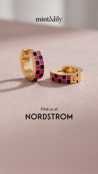 An image of two gold hoop earrings is shown along with the brand's name and a callout to find the brand at Nordstrom