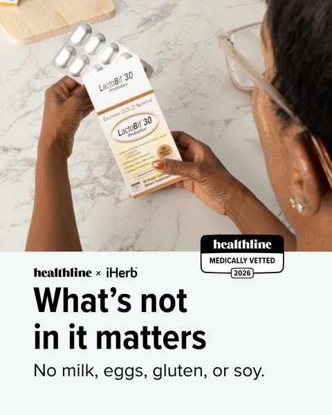 This ad for LactoBif 30 Probiotics highlights the brand's partnership with healthline and emphasizes what the produc