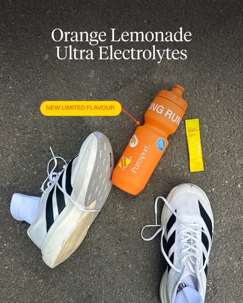 This ad highlights the new flavor from the brand Puresport, which is Orange Lemonade Ultra Electrolytes. The ad is a pro