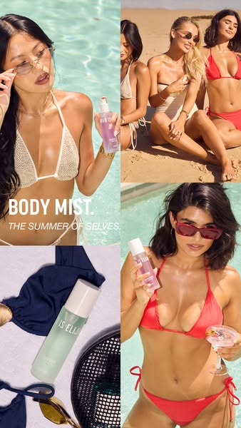 This Is Elija image ad shows four different scenes in a split-screen layout. The top left scene shows a model in a white