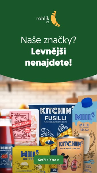 This ad showcases a variety of Rohlik's private label products, emphasizing their affordability and availability thr