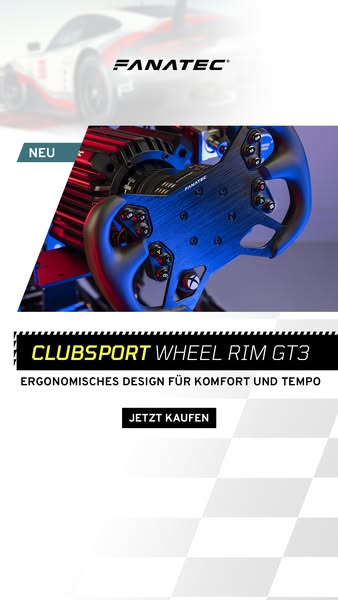This ad showcases the CLUB SPORT WHEEL RIM GT3, designed for ergonomic comfort and speed, and prompts viewers to buy now
