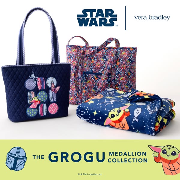 This ad showcases a variety of products as part of the The Grogu Medallion Collection collaboration between Star Wars an