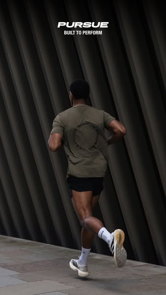 This ad features a man running outside, showcasing the brand's athletic apparel.