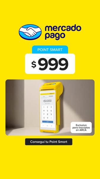 This image ad promotes Mercado Pago's Point Smart device. It highlights the price of the device and includes a call 
