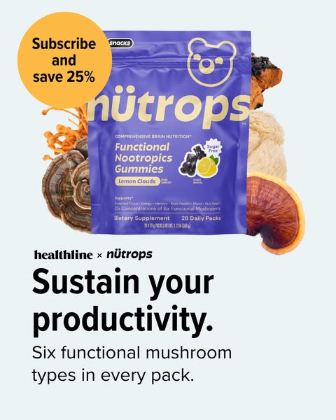 An image ad promoting Nütrops Functional Nootropics Gummies, emphasizing their brain health benefits and the presence of