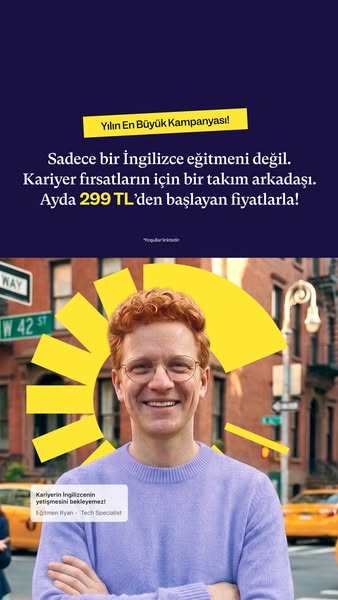 The image ad promotes English language training. It suggests that learning English is essential for career opportunities