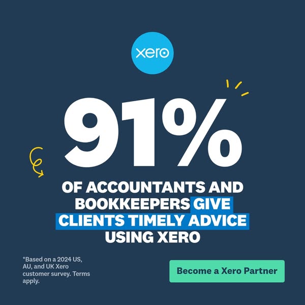 This ad for Xero promotes the statistic that 91% of accountants and bookkeepers give clients timely advice using Xero.