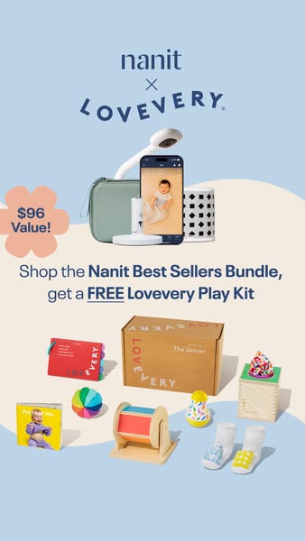 Ad promoting Nanit and Lovevery brands; with the purchase of Nanit Best Seller Bundle, customer will receive a free Love