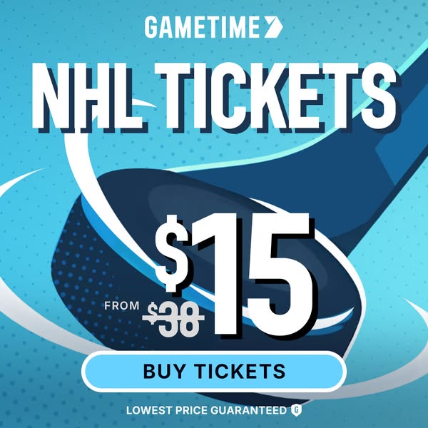 This ad by Gametime promotes discounted NHL tickets with a guaranteed lowest price.
