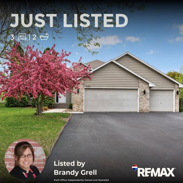 This ad promotes a new listing by RE/MAX, highlighting key features with a clear call to action to contact Brandy Grell.