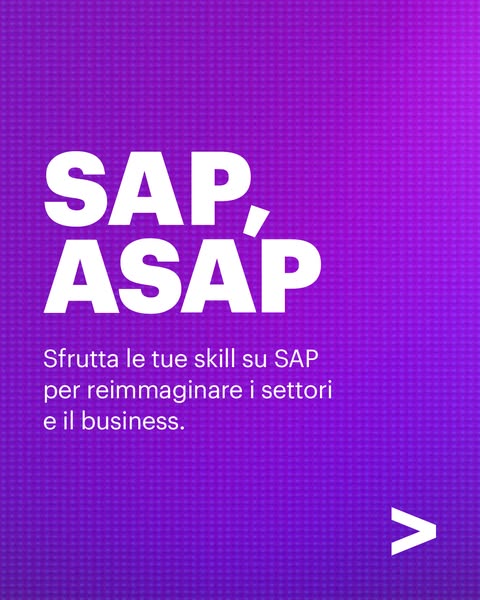 This ad from SAP uses a gradient purple background and bold white text to promote the SAP brand.