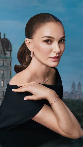 This ad showcases a person wearing jewelry from Tiffany & Co., specifically from the Tiffany Knot collection. The mo
