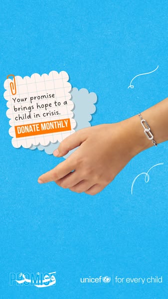 This image ad is designed to raise awareness for UNICEF's PROMISS program. It uses a simple, relatable image of a ch