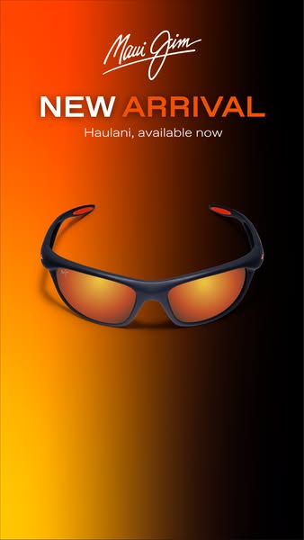 This image ad showcases the Maui Jim brand with a focus on the Haulani sunglasses. The ad features a pair of sunglasses 