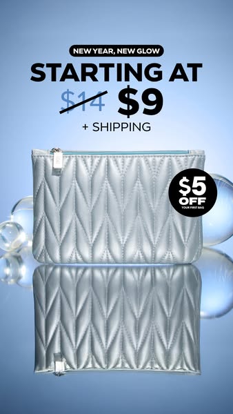 This ad promotes a beauty subscription service, highlighting a special offer for new subscribers. The ad features a silv