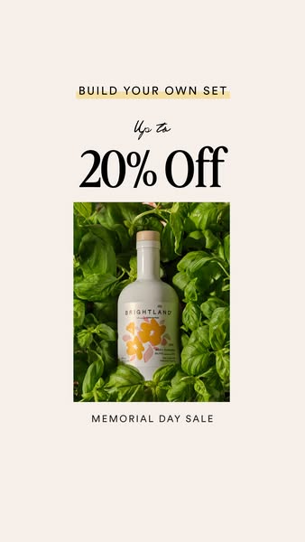 This ad is for Brightland olive oil. It highlights a Memorial Day sale with a 20% off discount on their olive oil.