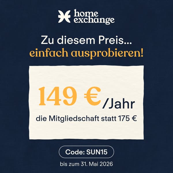 This image ad promotes a discount for Home Exchange membership. It shows the promotional price and the original price, a