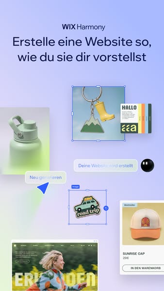 This image ad for Wix Harmony demonstrates how the platform can be used to create a website. It shows the customization 