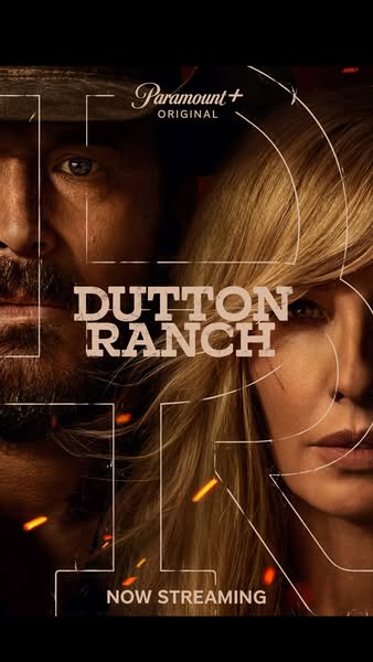 This image ad for Paramount+ features the show Dutton Ranch, showcasing the lead characters. The ad highlights the show&