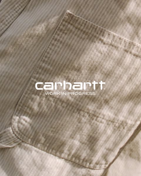 Close up studio shot of Carhartt Work in Progress pants that showcases the quality and fabric of the piece.