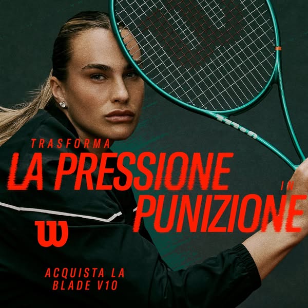 This image ad for Wilson promotes the Blade V10 tennis racket. The ad features a close-up of a tennis player with a Blad