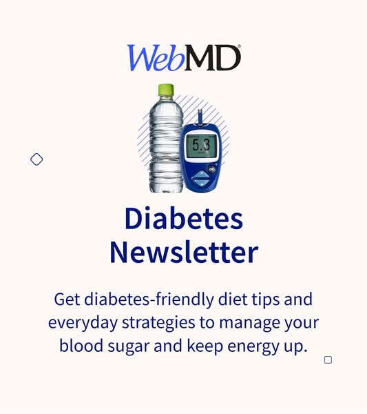 This WebMD ad promotes a newsletter that contains diabetes-friendly diet tips and everyday strategies to manage blood su