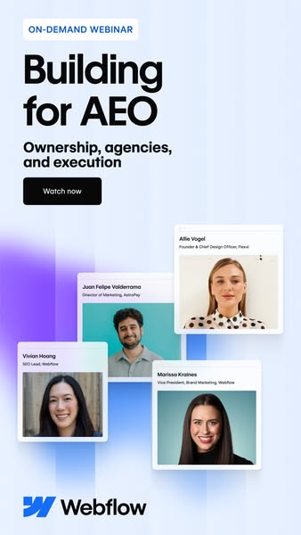 This ad promotes a webinar on the topic of AEO, featuring speakers from various companies.