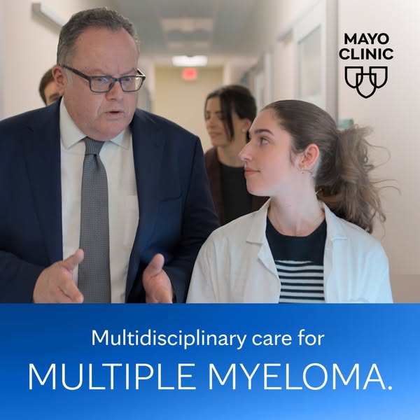 The image ad highlights multidisciplinary care for Multiple Myeloma provided by Mayo Clinic. The ad aims to raise awaren