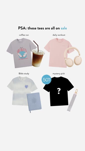 This image ad showcases a selection of t-shirts, each styled to represent different activities or themes: 'coffee ru