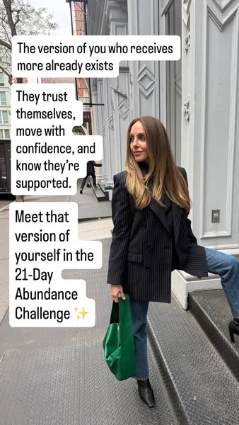 This ad promotes the 21-Day Abundance Challenge by showing a confident-looking woman and stating that the viewer can mee