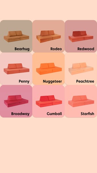 This ad features a grid of different colored Nugget Comfort couches.