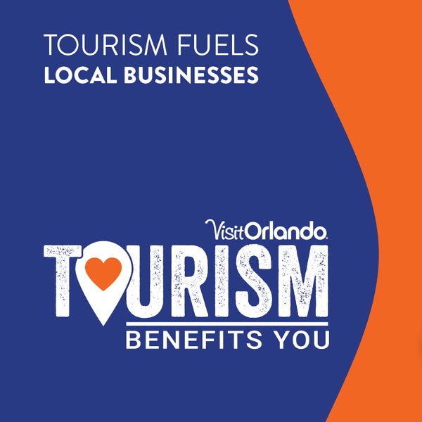 This image ad by Visit Orlando promotes tourism by highlighting its positive impact on local businesses and the communit
