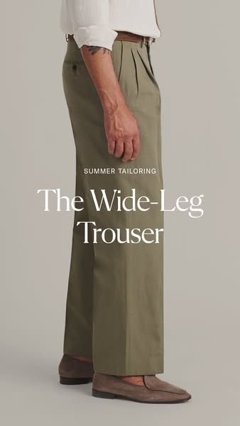 This ad showcases wide-leg trousers, likely targeting individuals interested in summer fashion and tailored clothing.