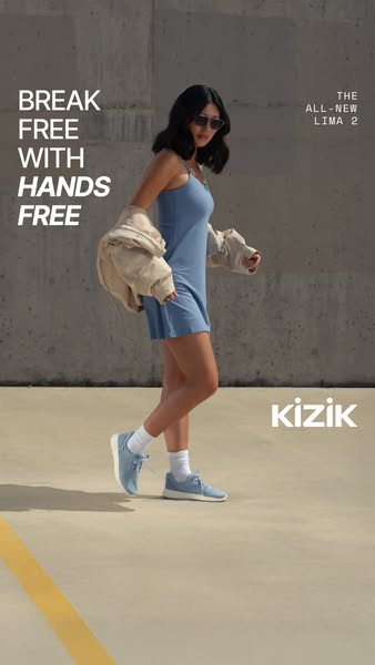 This ad showcases the Kizik brand with a focus on the All-New Lima 2 shoe, highlighting the brand's commitment to ac