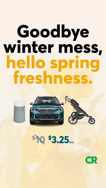 This ad presents the problem of winter mess and the solution of spring freshness with a price drop on car cleaning produ