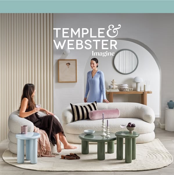This ad showcases Temple & Webster furniture in a lifestyle setting, emphasizing the brand's ability to help cus