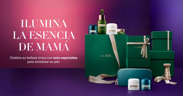 This ad showcases La Mer products, presents them as special sets, and aims to revitalize skin.