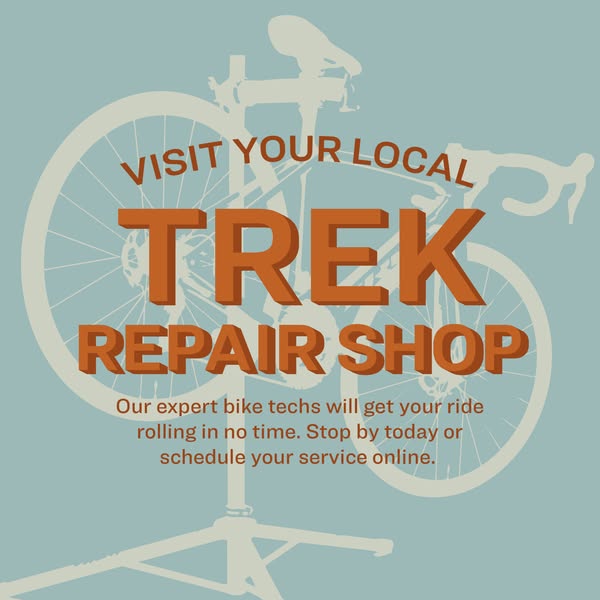 This image ad promotes Trek's local repair shop, emphasizing expert service and convenience.