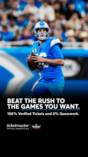 This Ticketmaster ad highlights the ease and certainty of purchasing verified tickets.