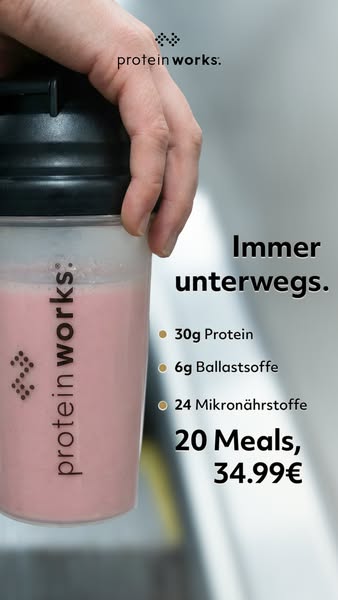 This ad for Protein Works highlights key features of the product such as 30g of protein, 6g of fiber, and 24 micronutrie