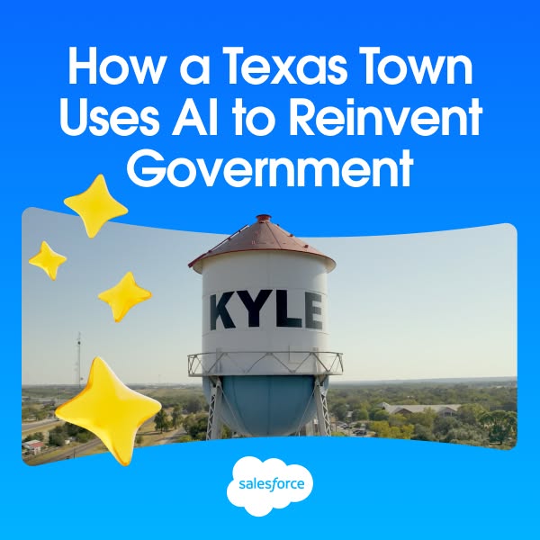 This image ad promotes Salesforce by showcasing how a Texas town uses AI to reinvent government.