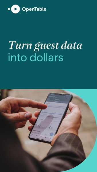 This image ad for OpenTable highlights the value of guest data in increasing revenue for restaurants. It features a pers