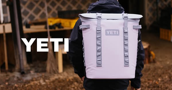 This ad features a YETI cooler bag as the focus. The image highlights the brand and the cooler bag's design and buil