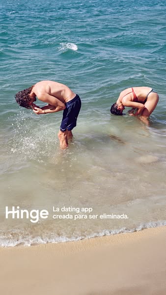 This ad for Hinge uses a visual metaphor of people ducking under water to represent the idea of avoiding undesirable dat
