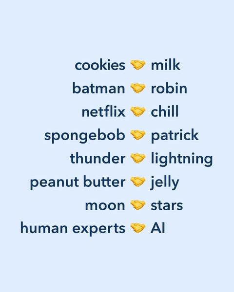 This ad features a list of well-known partnerships and compares them to the partnership between human experts and AI.