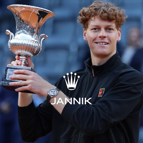 This ad features a well-known tennis player holding a trophy. A brand logo is subtly placed over him, signifying an endo