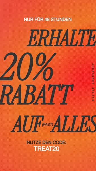 This is a bright orange image ad that shows the offer of 20% off everything for 48 hours with a promo code.