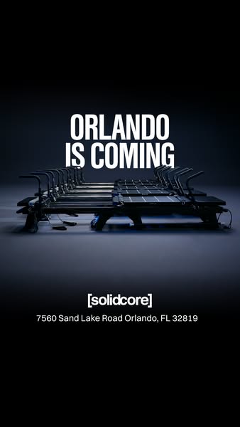 An announcement for a new Solidcore location in Orlando, Florida.